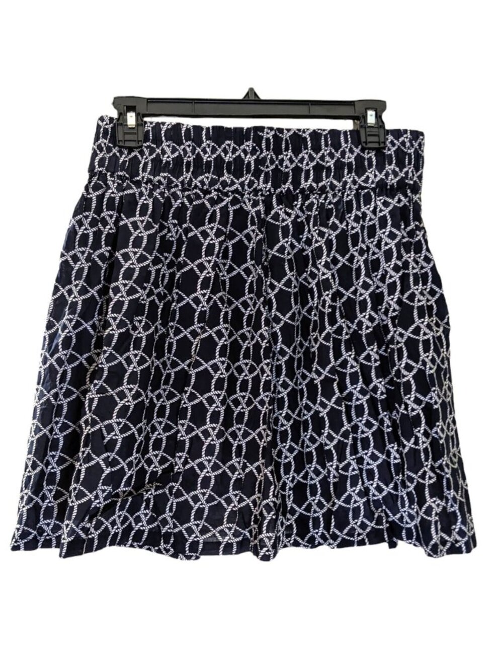 NWT Top It Off 100% Cotton Navy Blue & White Rope Print Casual Skirt Sz Large